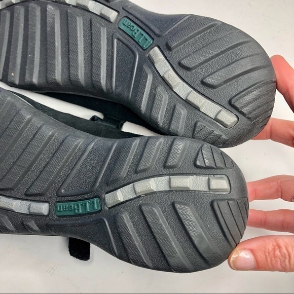 L.L.Bean suede Mary Jane mule slip on shoes hook and loop adjustable strap black - Picture 9 of 11